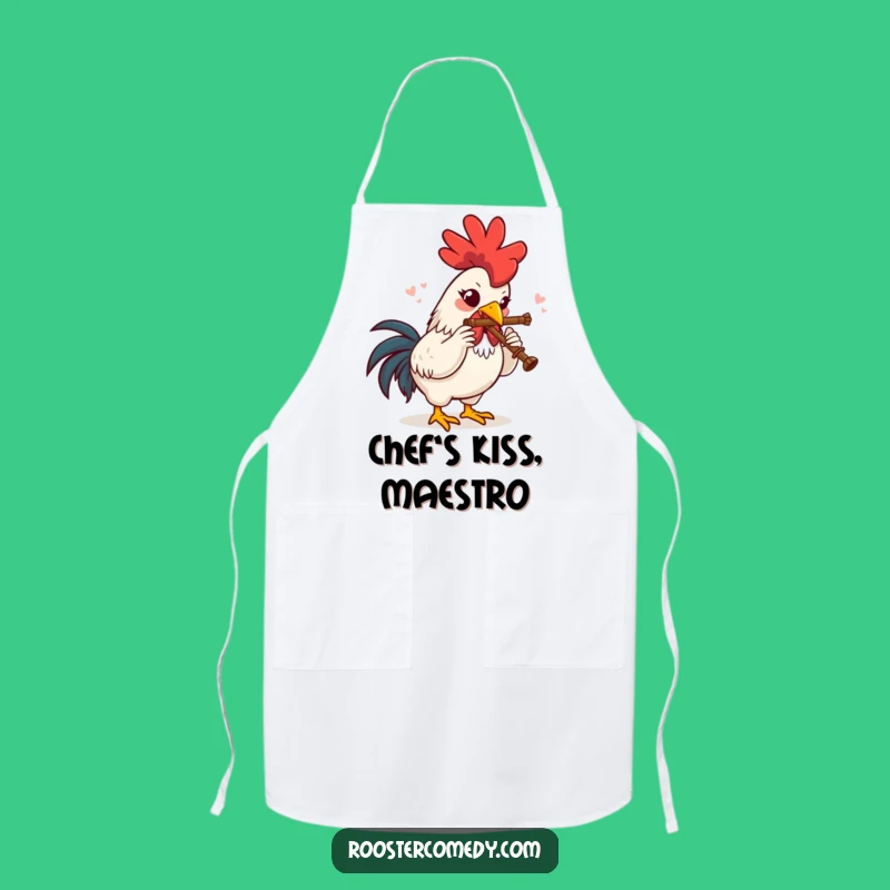 Funny Rooster Flute Delight Apron: Cook with Joy in This Humorous Musical Bird Kitchenwear
