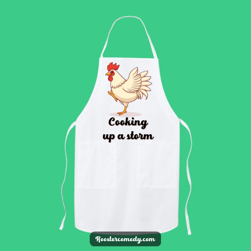 Funny Dancing Rooster Kitchen Apron - Chef's Energetic Farm Gift