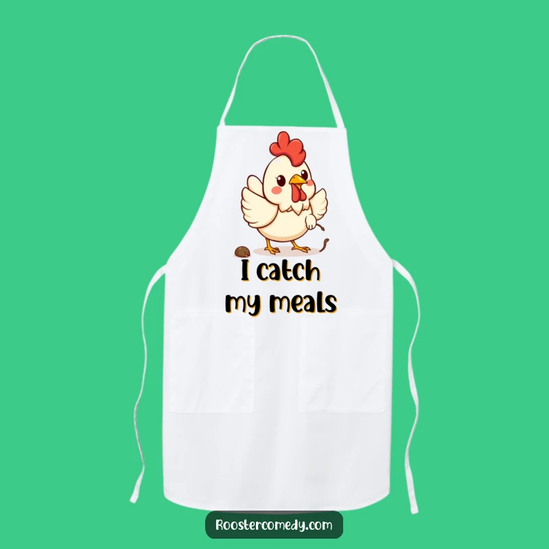 Funny Kawaii Rooster Worm Apron: Cook Up Fun in the Farm Kitchen