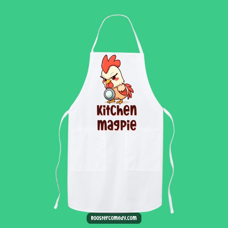 Funny Rooster Button Apron: Hilarious Kitchen Wear for Playful Cooks