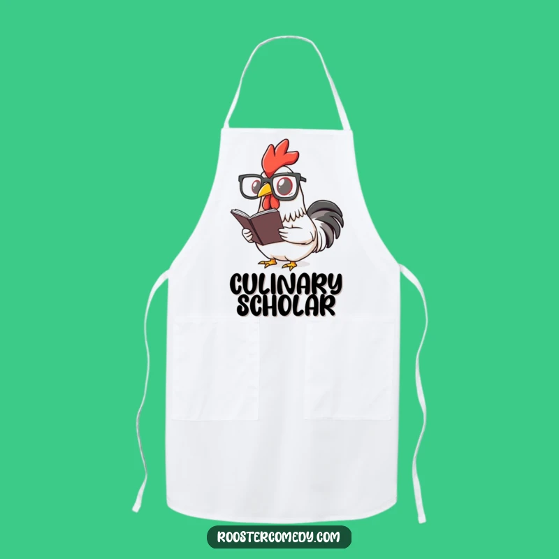 Funny Rooster Reading Glasses Apron - Cook with a Bookish Flair!