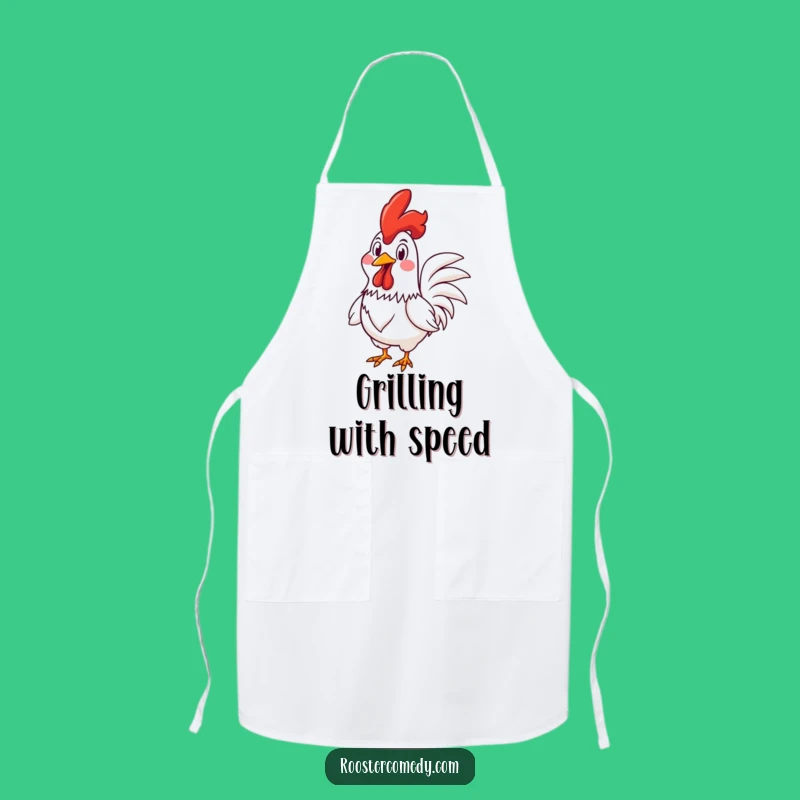 Funny Rooster Racing Apron - Goofy Kitchen Fun for Bird Lovers