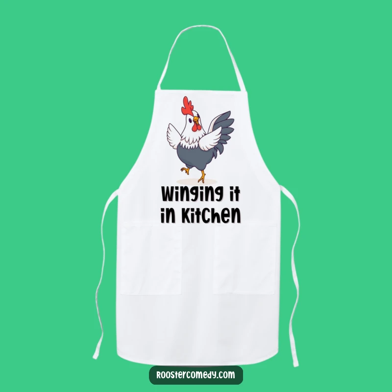 Funny Rooster Jig Apron: Chef's Wear with a Tiny Winged Bird Doing a Happy Jig - Perfect Kitchen Gift!