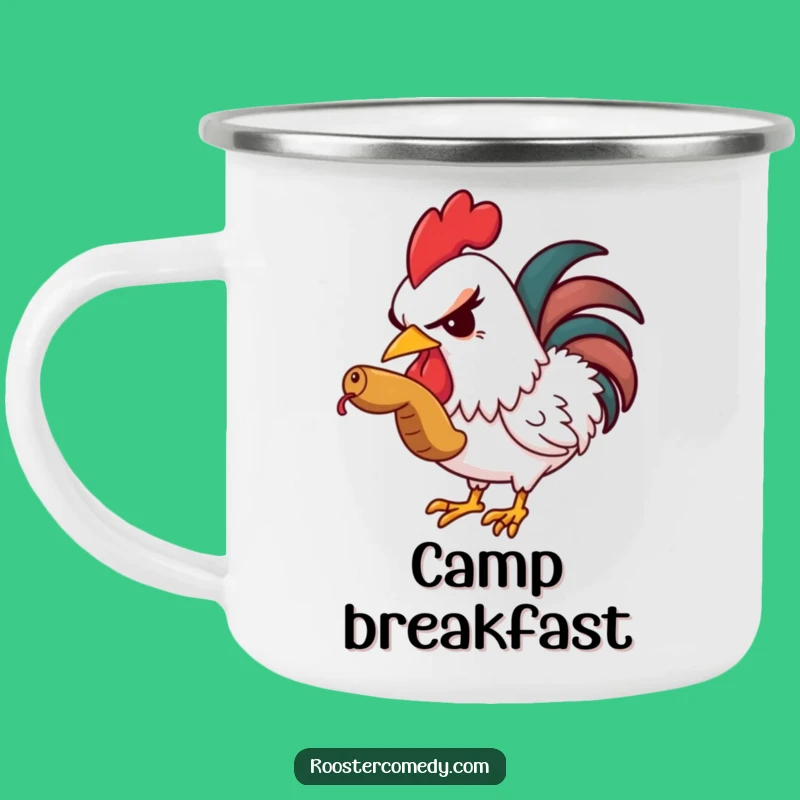 Funny Rooster Worm Camping Mug - Your Cheeky Companion for the Outdoors