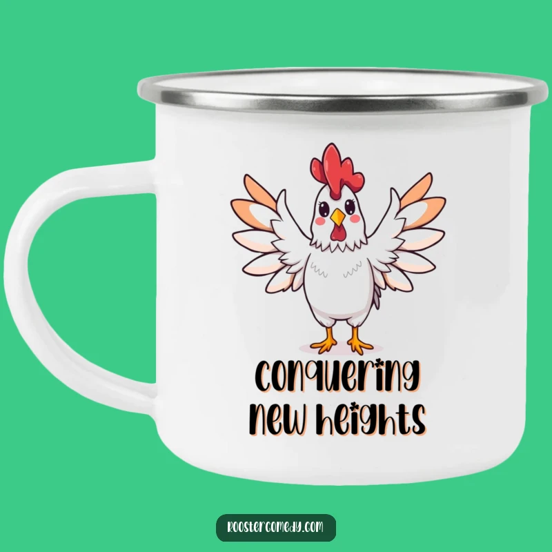 Funny Rooster Triumphant Camping Mug: Durable and Hilarious Outdoor Drinkware