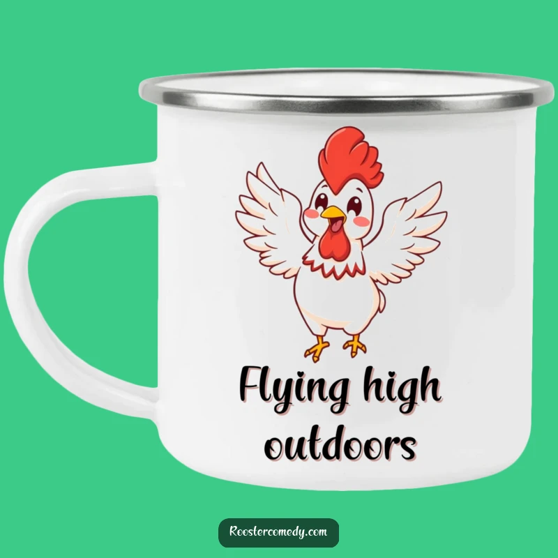 Funny Kawaii Rooster Energy Camping Mug: Enamel Joyful Bird Mug, Perfect Funny Gift