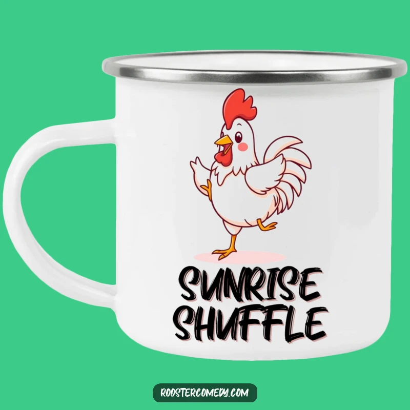 Funny Kawaii Rooster Jig Enamel Mug: Adventure & Dance - Great Funny Gift