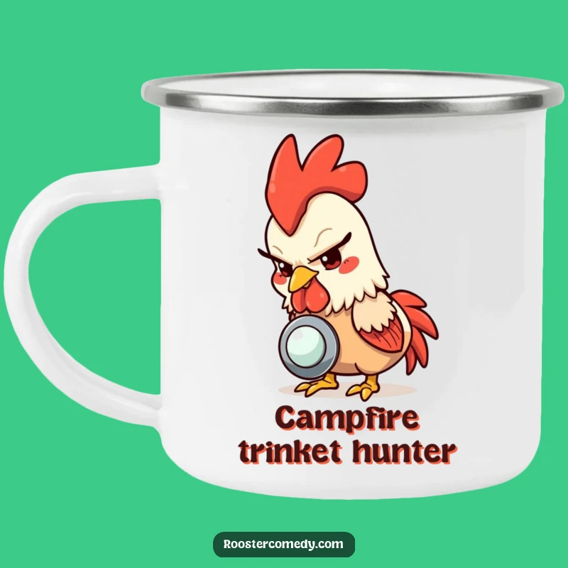 Funny Rooster Button Camping Mug: Durable and Hilarious Outdoor Drinkware