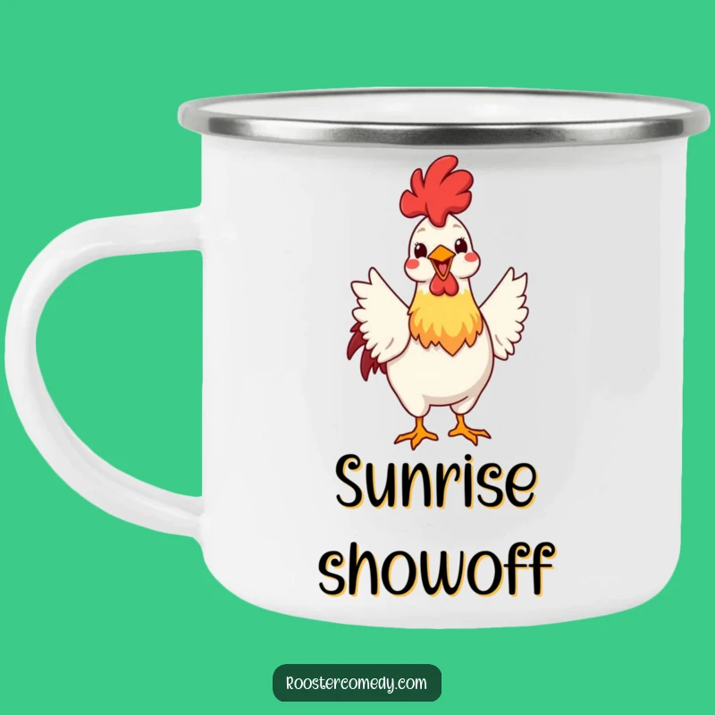Funny Rooster Strut Camping Mug: Outdoor Proud Bird - Adventurous Funny Gift