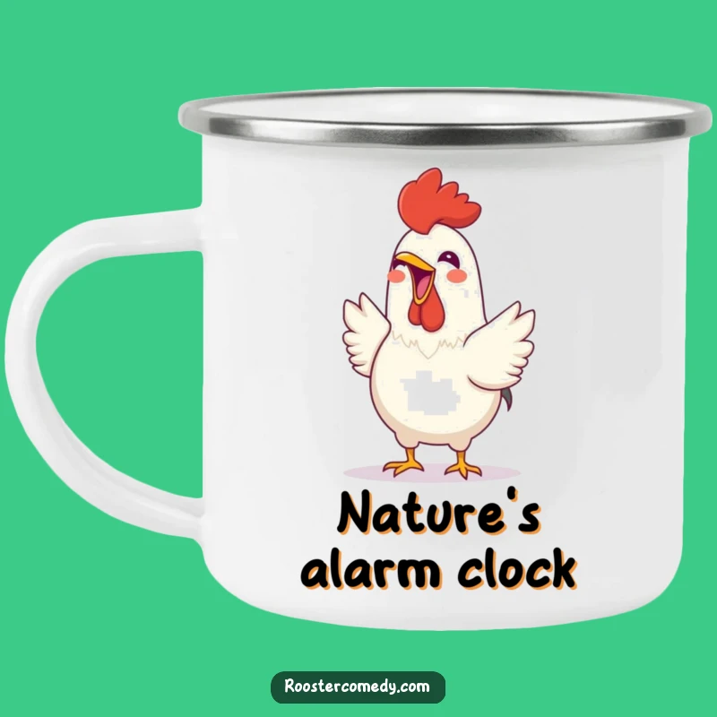 Funny Rooster Crowing Camping Mug - Cheerful & Durable Outdoor Gift
