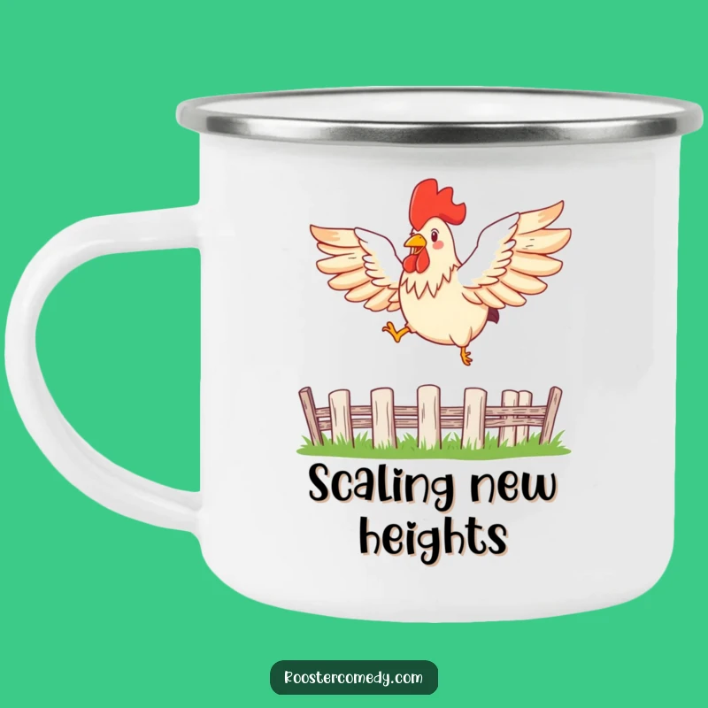 Funny Leaping Rooster Camping Mug - Fuel Your Adventures with Spirit!