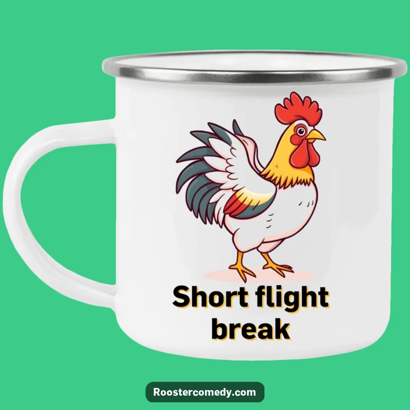 Funny Rooster Fly Camping Mug: Outdoor Bird Effort - Adventurous Funny Gift