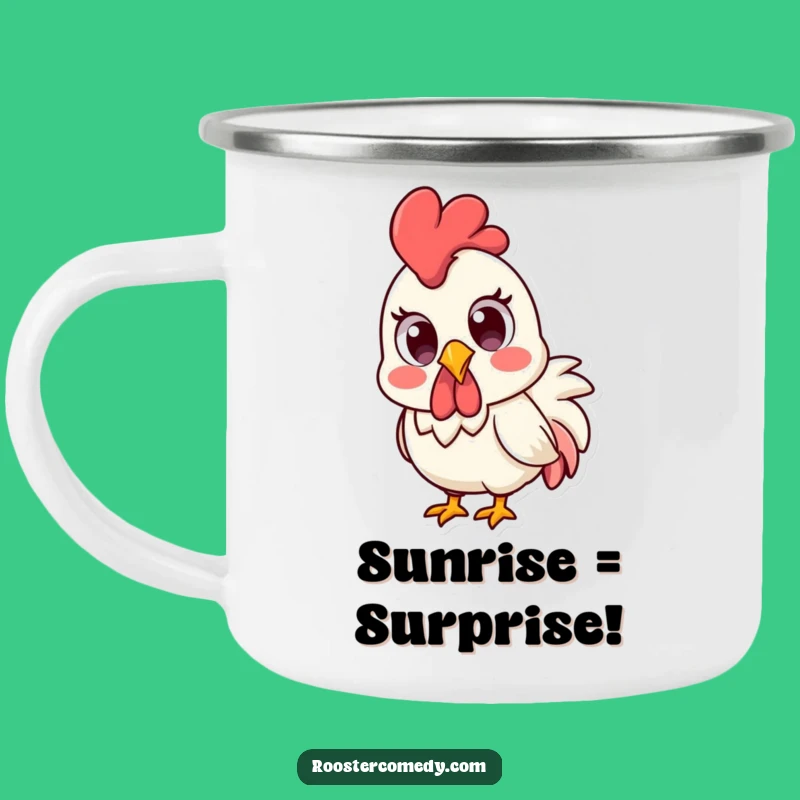 Funny Kawaii Rooster Camping Mug - Surprised Eyes Cup, Outdoor Farm Gift