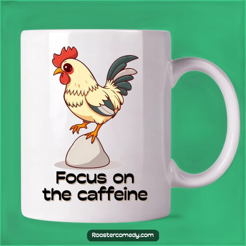 Funny Focused Rooster Pebble Mug - Balancing Act Gift