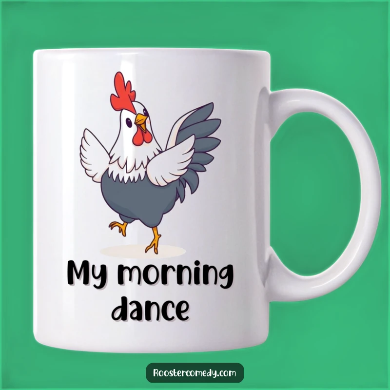 Funny Rooster Jig Mug: Adorable Farm Bird Doing a Tiny Wing Dance - Perfect Gift!