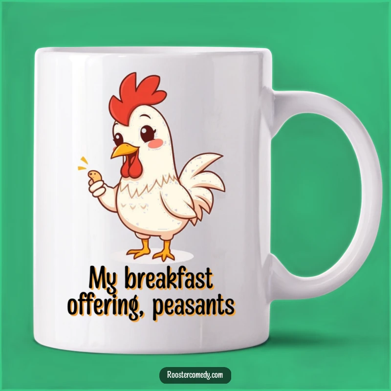 Funny Rooster Offering Worm Mug - A Hilarious Gift for Farm Animal Lovers