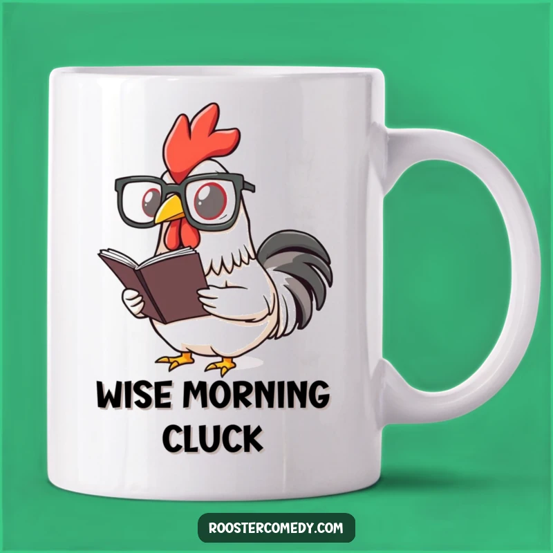 Funny Rooster Reading Glasses Mug - Smart Bird Lover Gift for Bookworms!