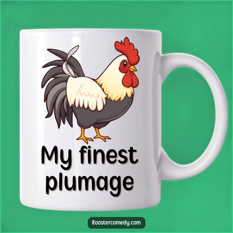 Funny Rooster Showing Feather Mug - Proud Bird Gift for Collectors