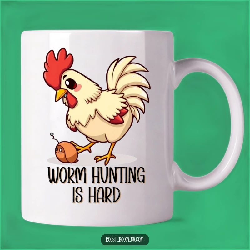 Funny Rooster Trip Mug: Clumsy Bird's Worm Fail - Hilarious Farm Gift