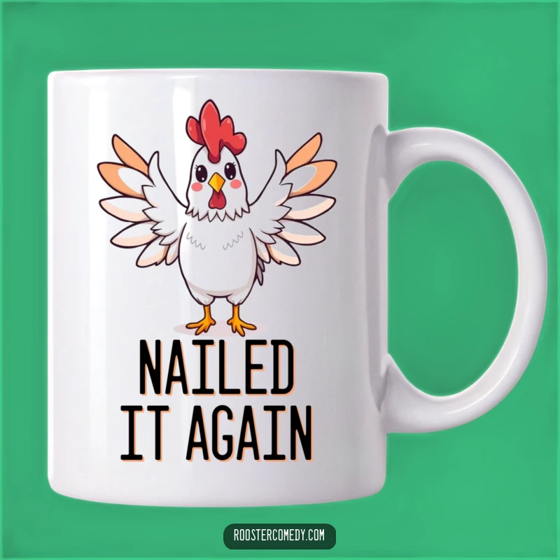 Funny Rooster Triumphant Mug: Hilarious Bird Gift for Celebrating Victories Big and Small