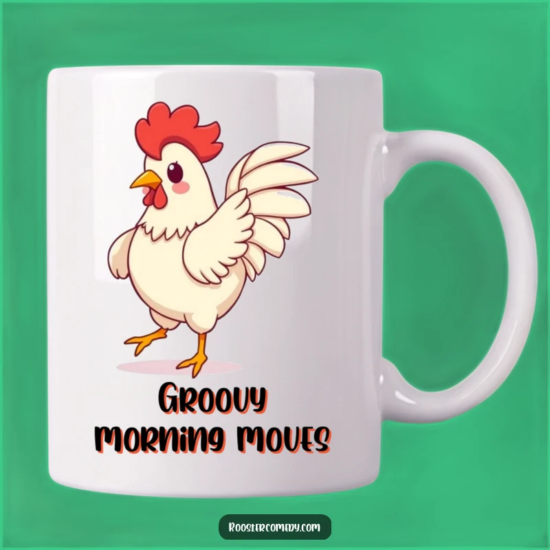 Funny Kawaii Rooster Dance Mug - Silly Wings Gift for Joyful Mornings