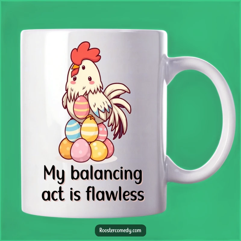 Funny Kawaii Rooster Egg Balancing Mug - Hilarious Farm Fun Gift Idea