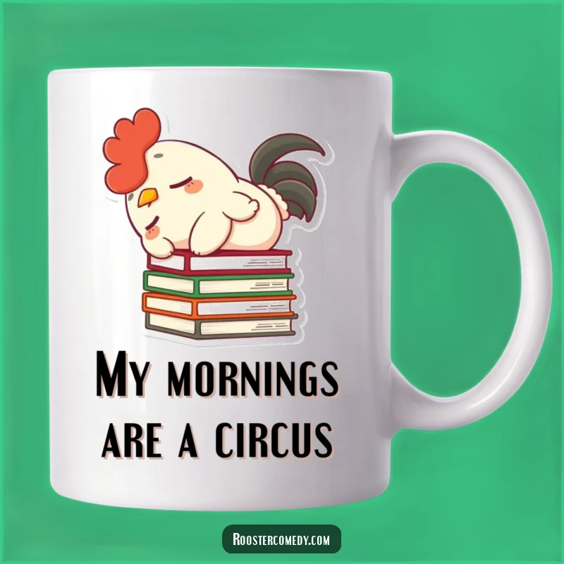 Funny Dozing Rooster Books Mug - Hilarious Gift for Book Lovers & Rooster Fans