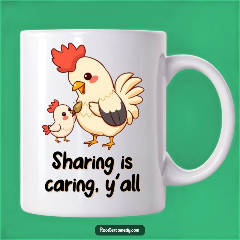 Funny Kawaii Rooster Sharing Seed Mug - Adorable Bird Friendship Gift