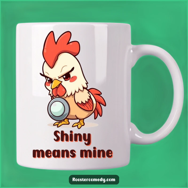 Funny Rooster Button Mug: Mischievous Bird Gift for Those Who Love a Little Chaos