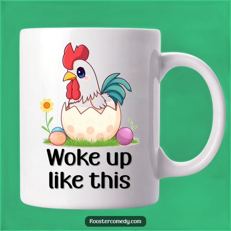 Funny Surprise Rooster Easter Mug - Hilarious Springtime Awakening Gift