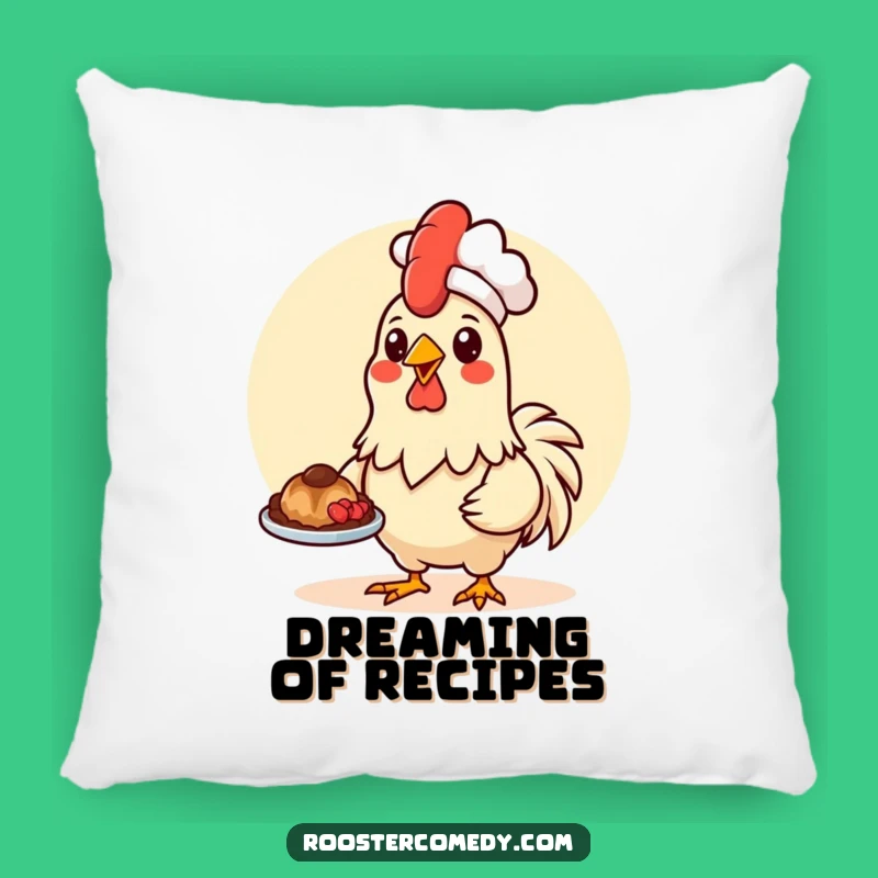 Funny Kawaii Rooster Chef Pillow - Culinary Cushion, Cute Foodie Gift