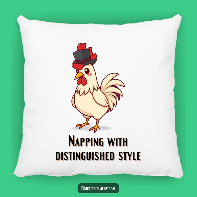 Funny Dapper Rooster Top Hat Pillow - Cozy & Quirky Farm Decor