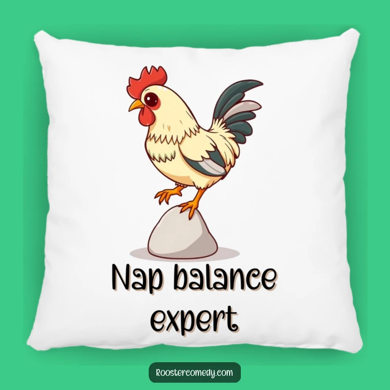 Funny Focused Rooster Pillow - Cozy Balancing Act Decor