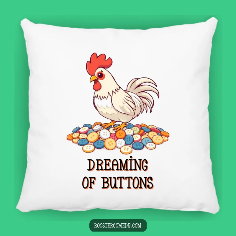 Funny Pecking Rooster Pillow - Cozy Button Lover Decor