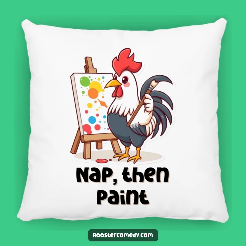 Funny Rooster Artist Pillow - Comfy Accent for the Creative Soul