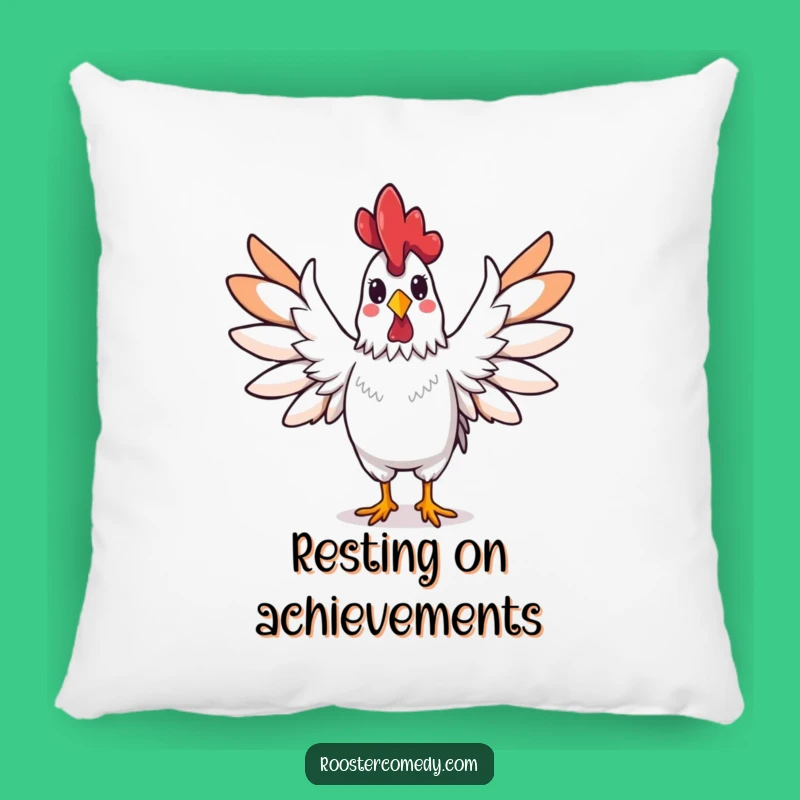 Funny Rooster Triumphant Pillow: Cozy and Hilarious Accent for Victory