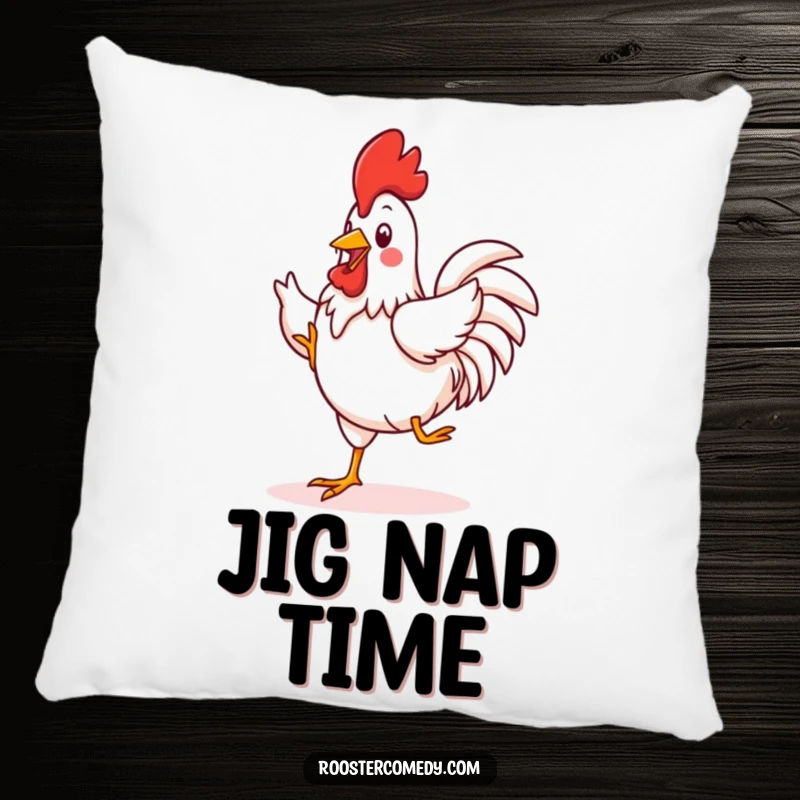 Funny Kawaii Rooster Pillow: A plush cushion featuring a cute rooster doing a silly jig, bringing funny, whimsical comfort to any area.