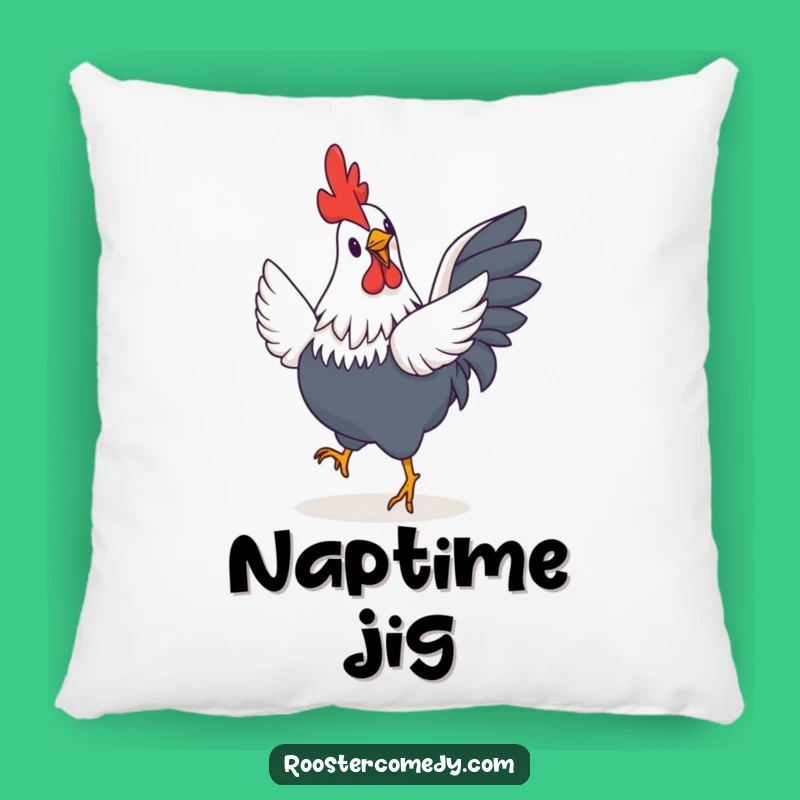 Funny Rooster Jig Pillow: Soft Cushion Featuring a Tiny Winged Bird Doing a Happy Jig - Comfy Gift!