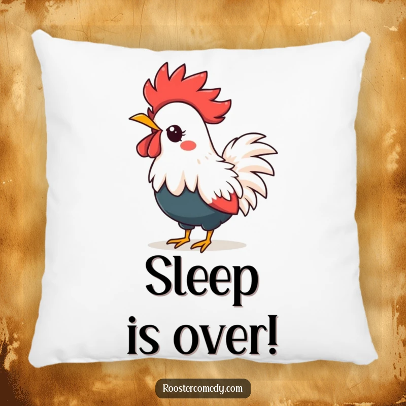 Funny kawaii rooster pillow, a soft cushion with a crowing bird, great funny gift.