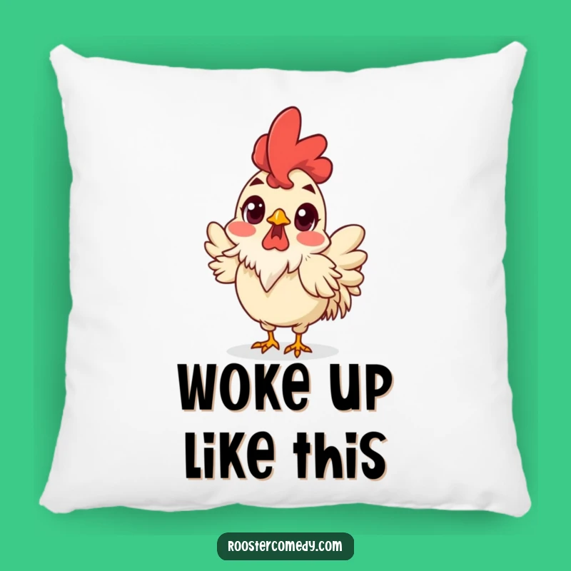 Funny Surprised Rooster Pillow - Cozy Shocked Bird Decor