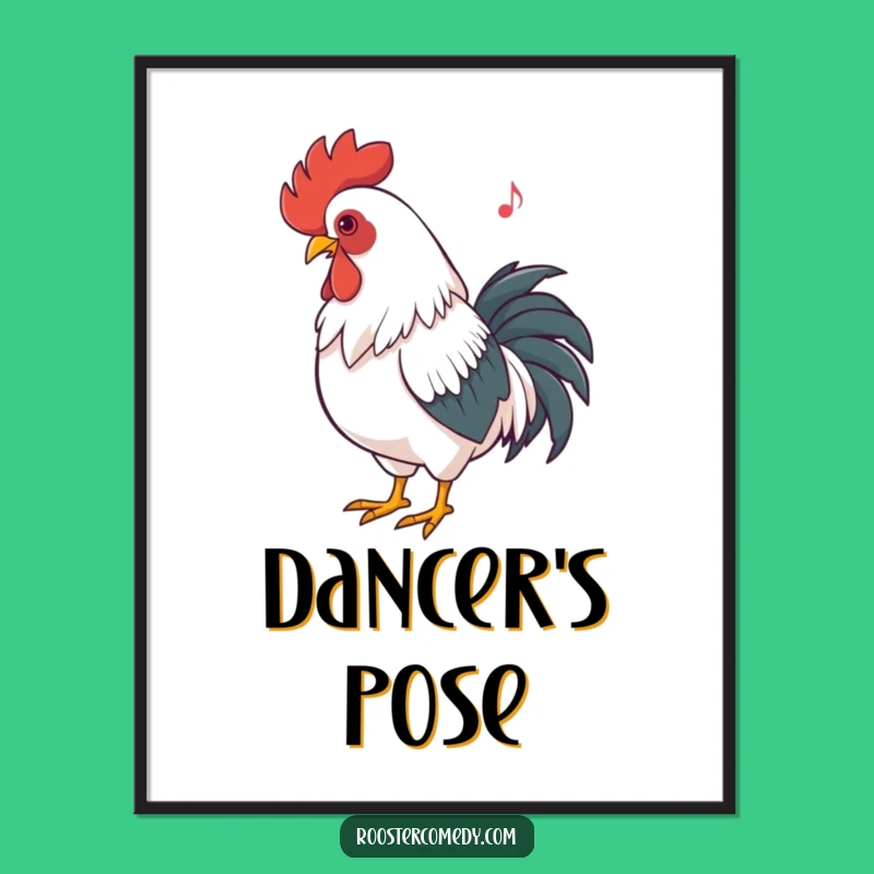 Funny Rooster Dancing Digital Art Print: Instant Musical Decor!