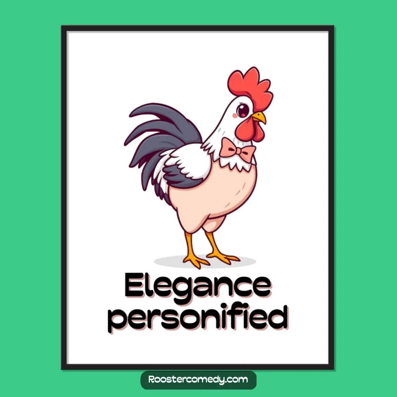 Funny Kawaii Rooster Bowtie Digital Art: Dapper Style for Instant Decor Gift