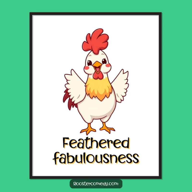 Funny Rooster Strut Digital Art: Vain Farm Decor - Instant Funny Gift