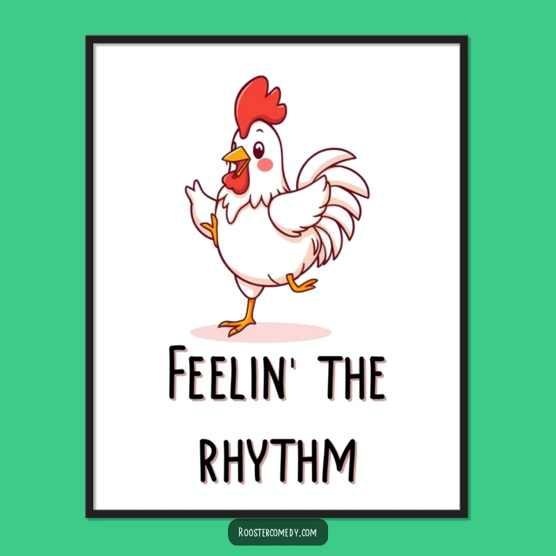 Funny Kawaii Rooster Jig Digital Art: Dance Decor - Instant Funny Gift