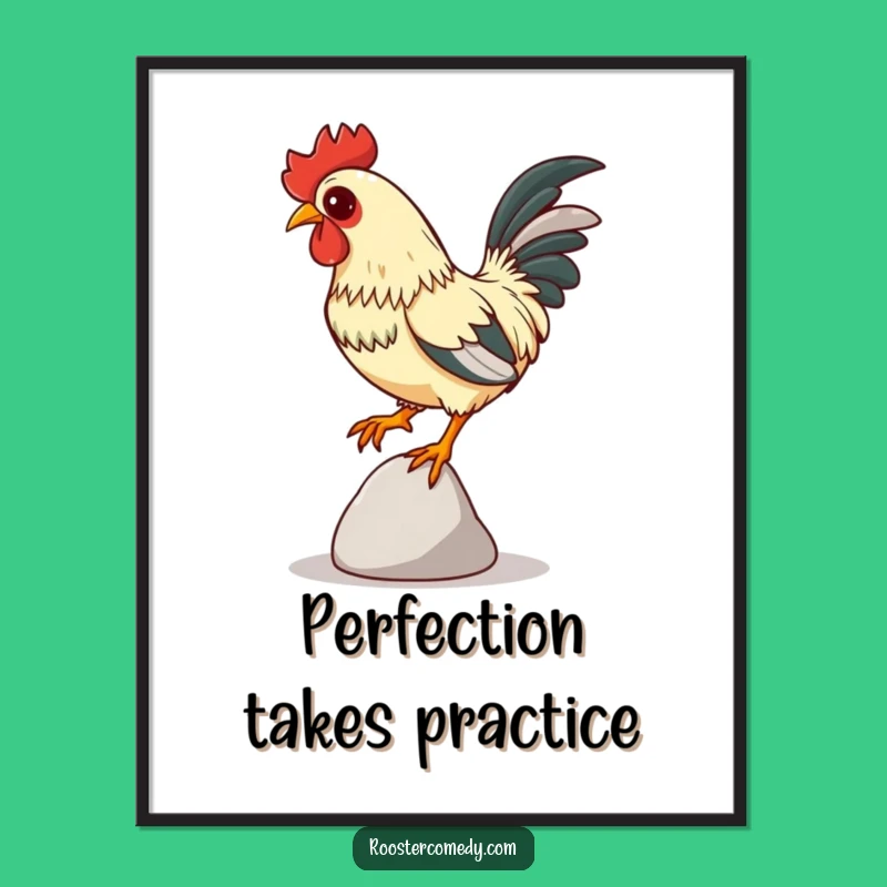 Funny Focused Rooster Digital Art - Instant Balancing Act Decor