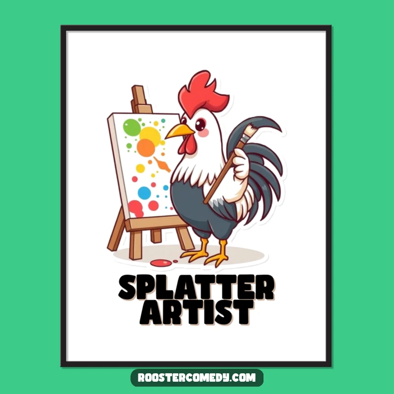 Funny Rooster Artist Digital Art - Instant Creative Inspiration for Your Walls