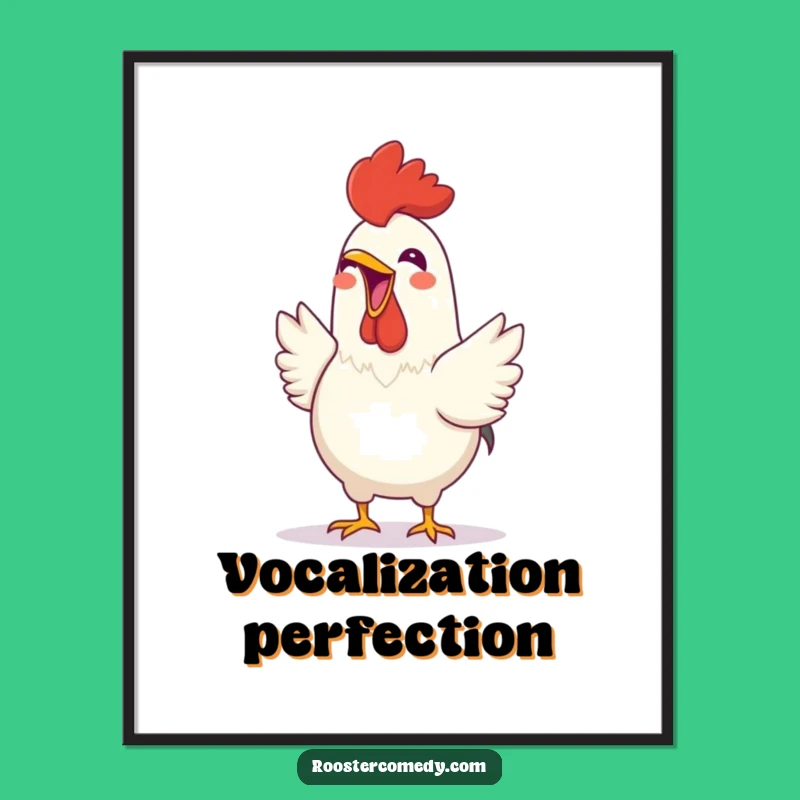 Funny Rooster Crowing Digital Art - Cheerful & Hilarious Downloadable Decor