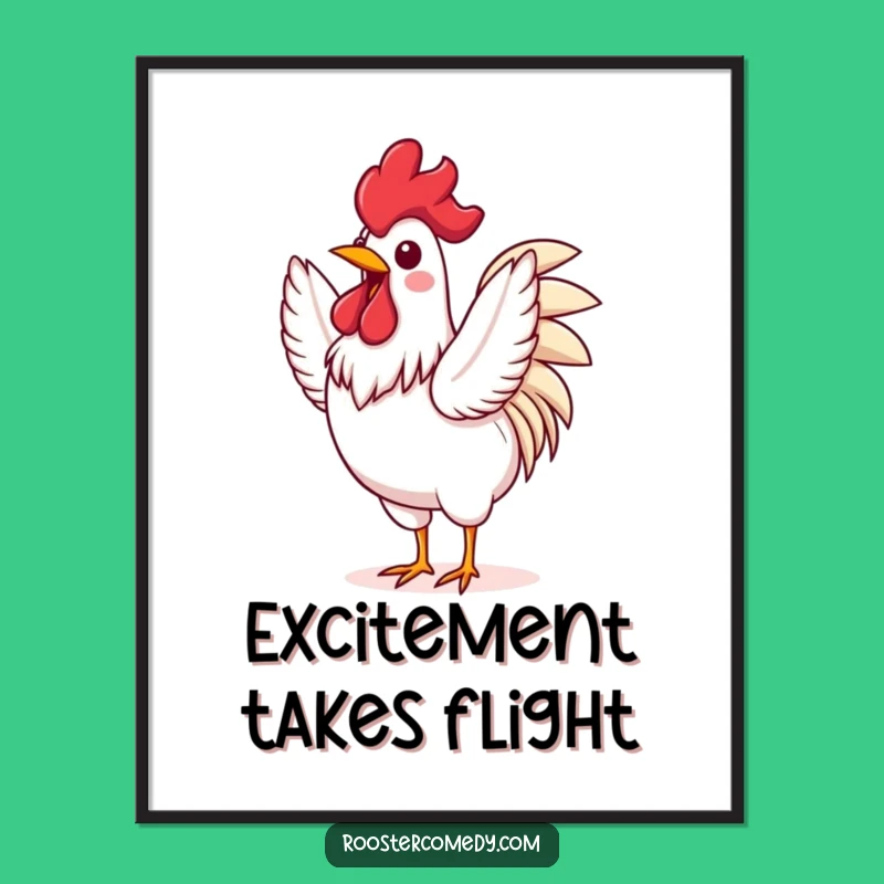 Funny Rooster Flapping Digital Art - Energetic & Hilarious Downloadable Decor