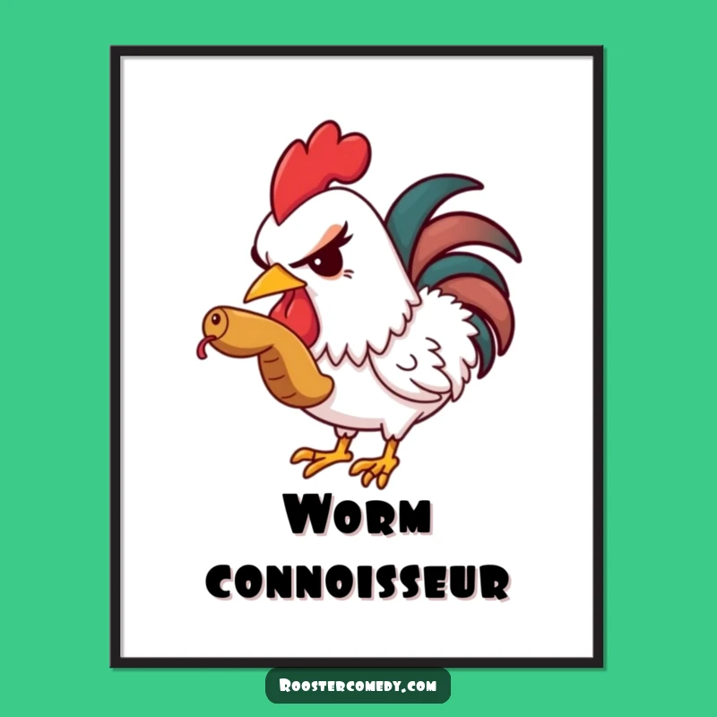 Funny Rooster Worm Digital Art - Instant Cheeky Charm for Your Walls