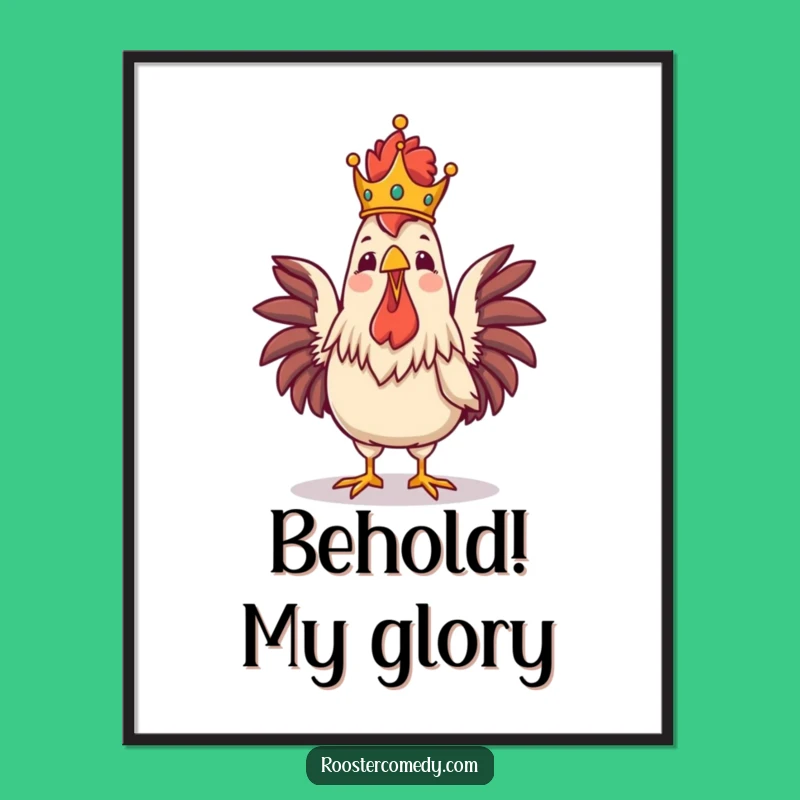 Funny Royal Rooster Crowing Digital Art - Instant Majestic Decor